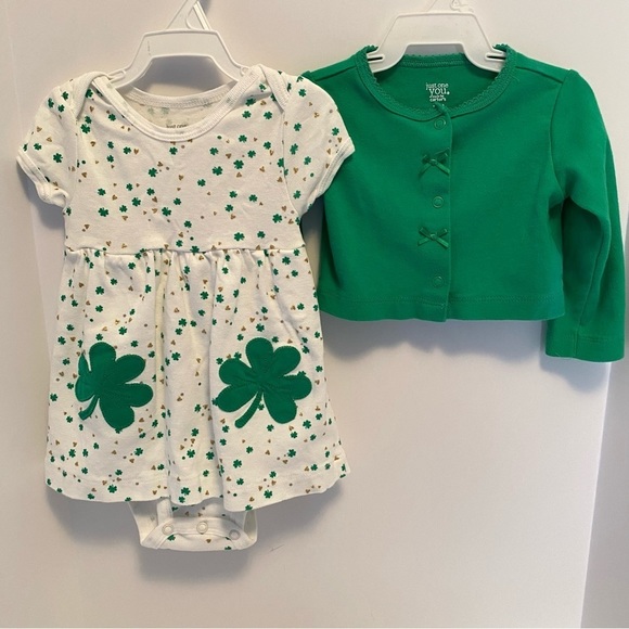 Carter's Other - Carter's Baby Infant Girls Shamrock Dress/ Bodysuit & Cardigan Size 9 Months